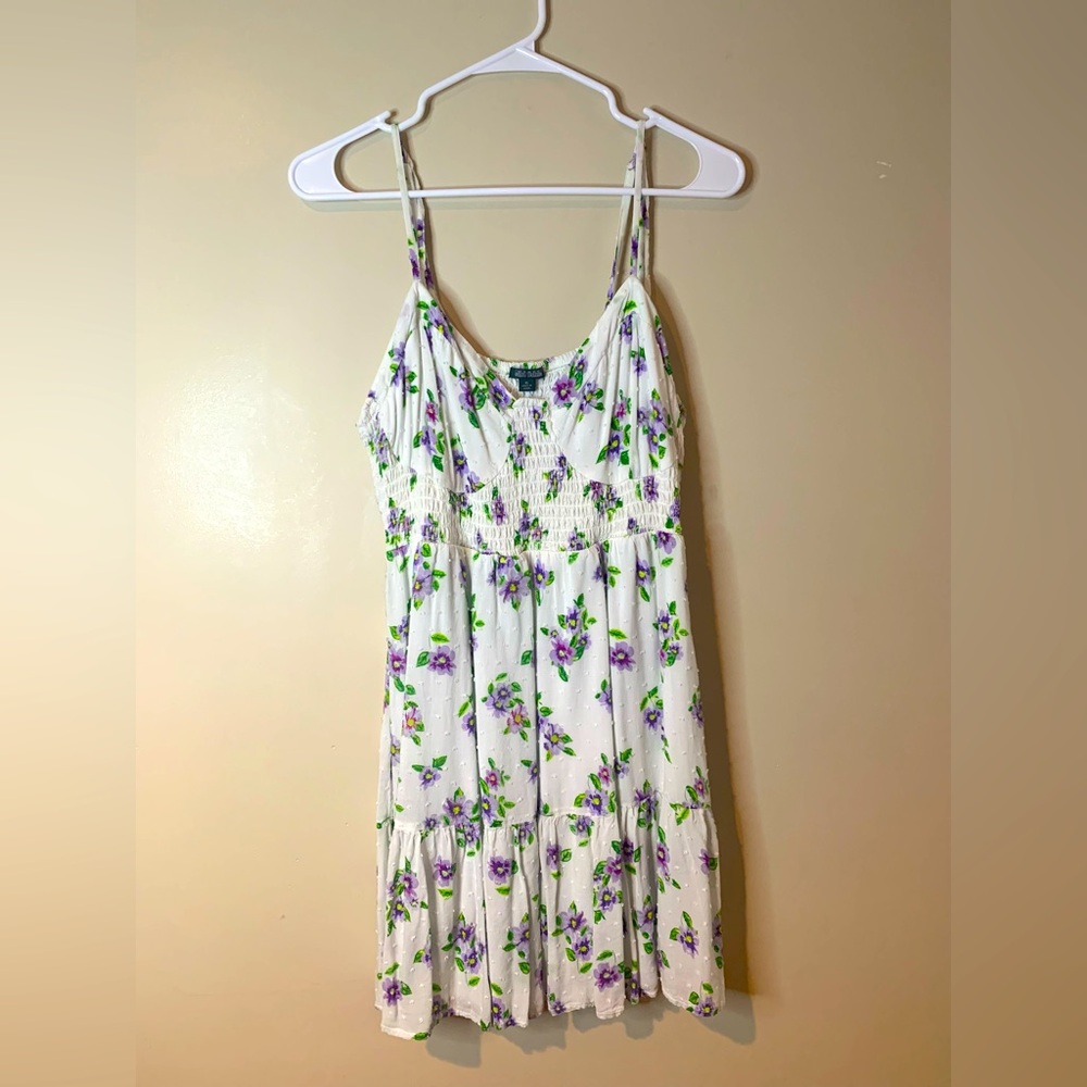 Wild Fable Pleated White and Purple Sundress